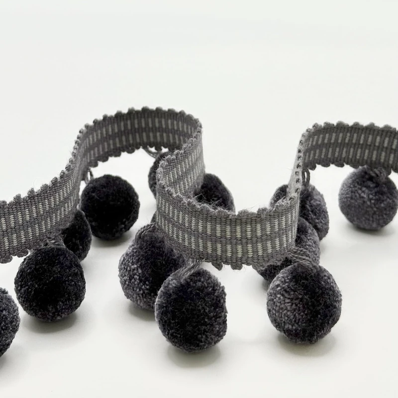 40MM POM Fringe Charcoal ON 12.5M Card
