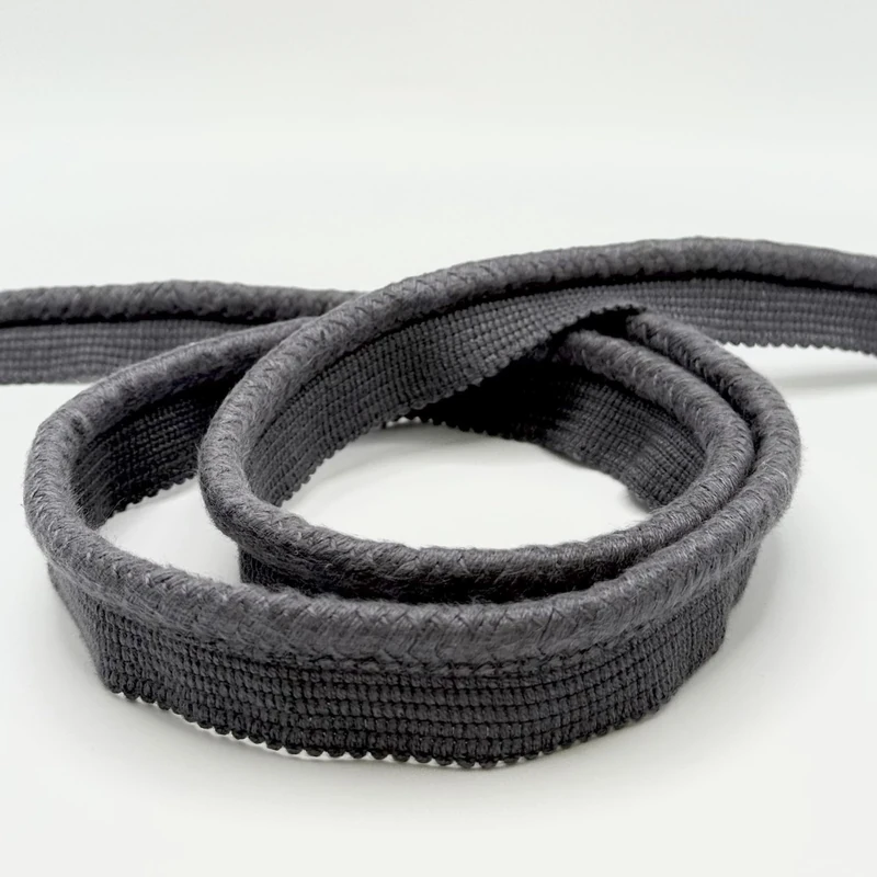 8MM Braided Lip with Cord Charcoal ON 25M Card