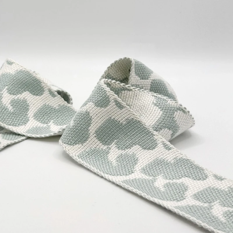 5CM Print Woven Braid Duck Egg ON 12.5M Card