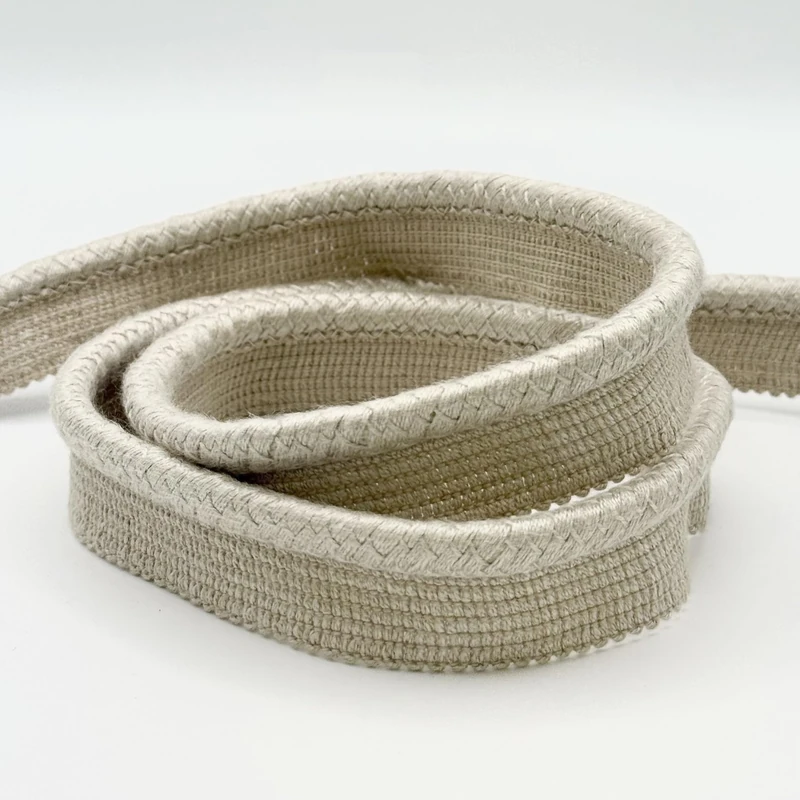 8MM Braided Lip with Cord Beige ON 25M Card