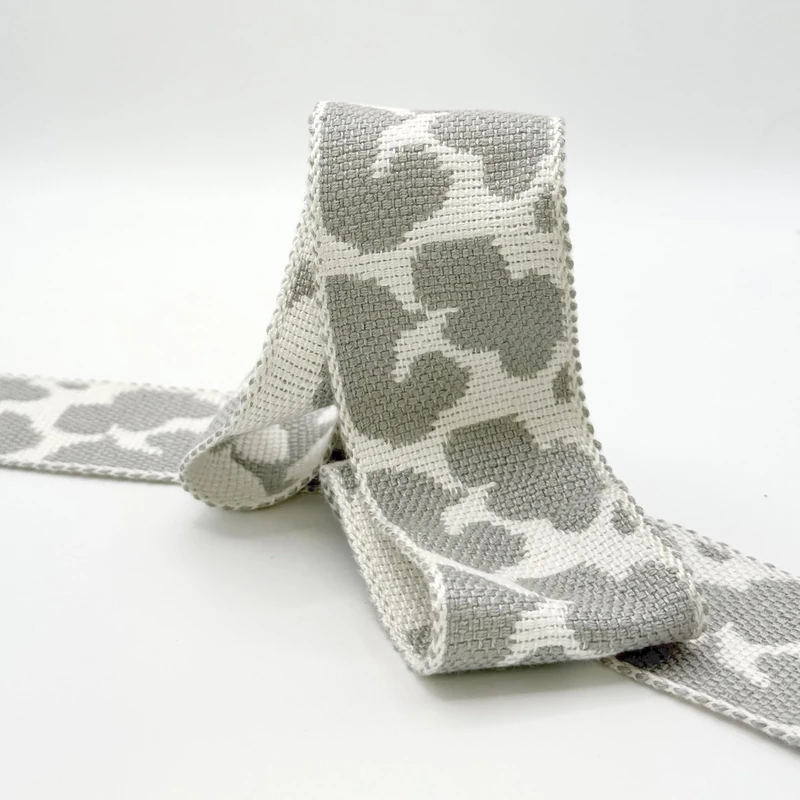 5CM Print Woven Braid Silver ON 12.5M Card