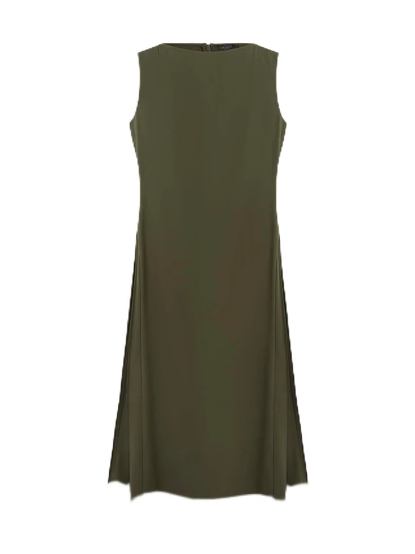 Ted Baker Women's Sleeveless Midi Dress with Pleat Detail Formal, DK-Green, L