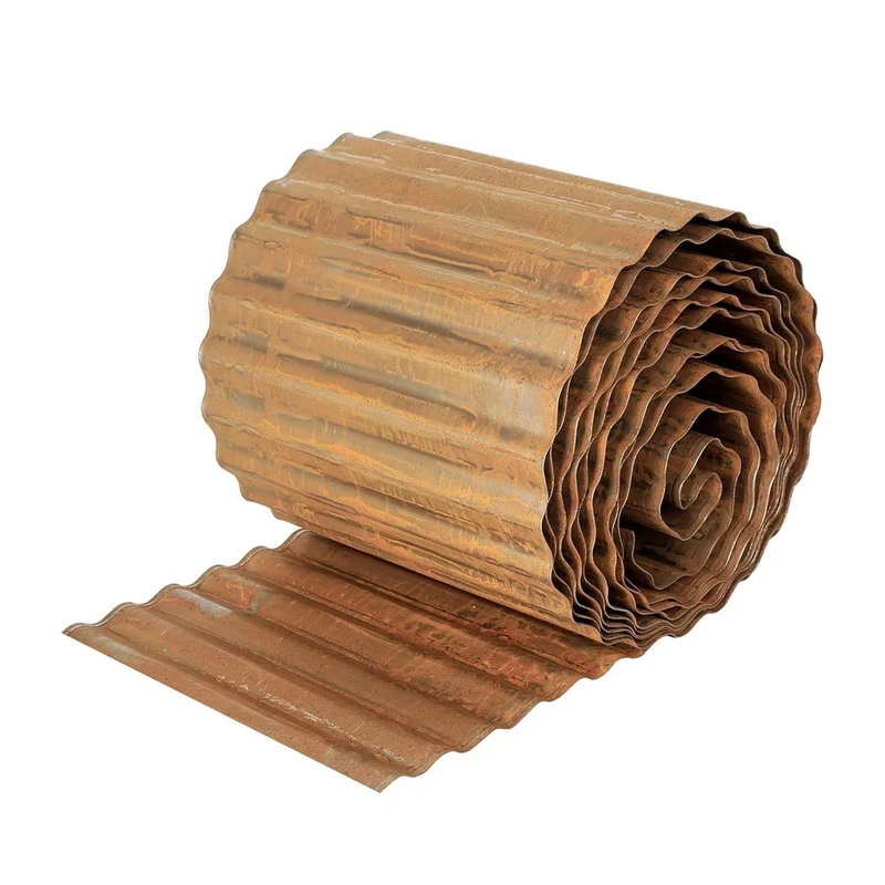 Nicoman Metal Garden Edging Border - Heavy Duty Galvanised Steel Lawn Edging, Flexible DIY Landscape Border for Trees, Flower Beds, and Plants (Rust, 6"x40FT)