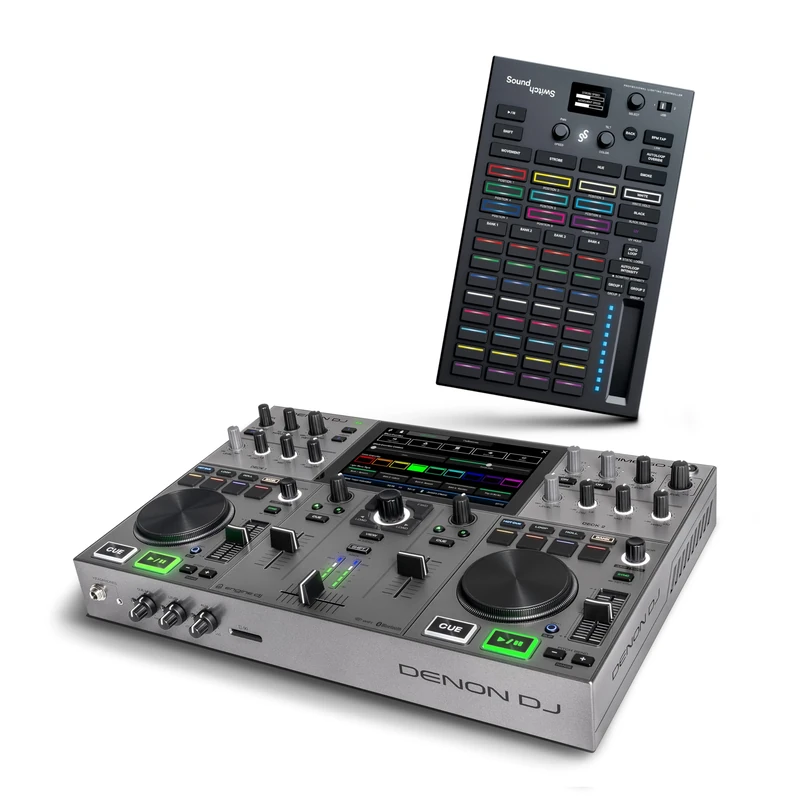 Denon DJ PRIME GO+ DJ Controller and DMX Lighting Controller for Live Music, DJ sets, Events, Music production