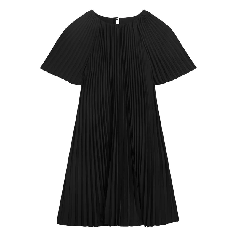 Ted Baker Women's Short Sleeve Pleated Mini Dress Formal, Black, M