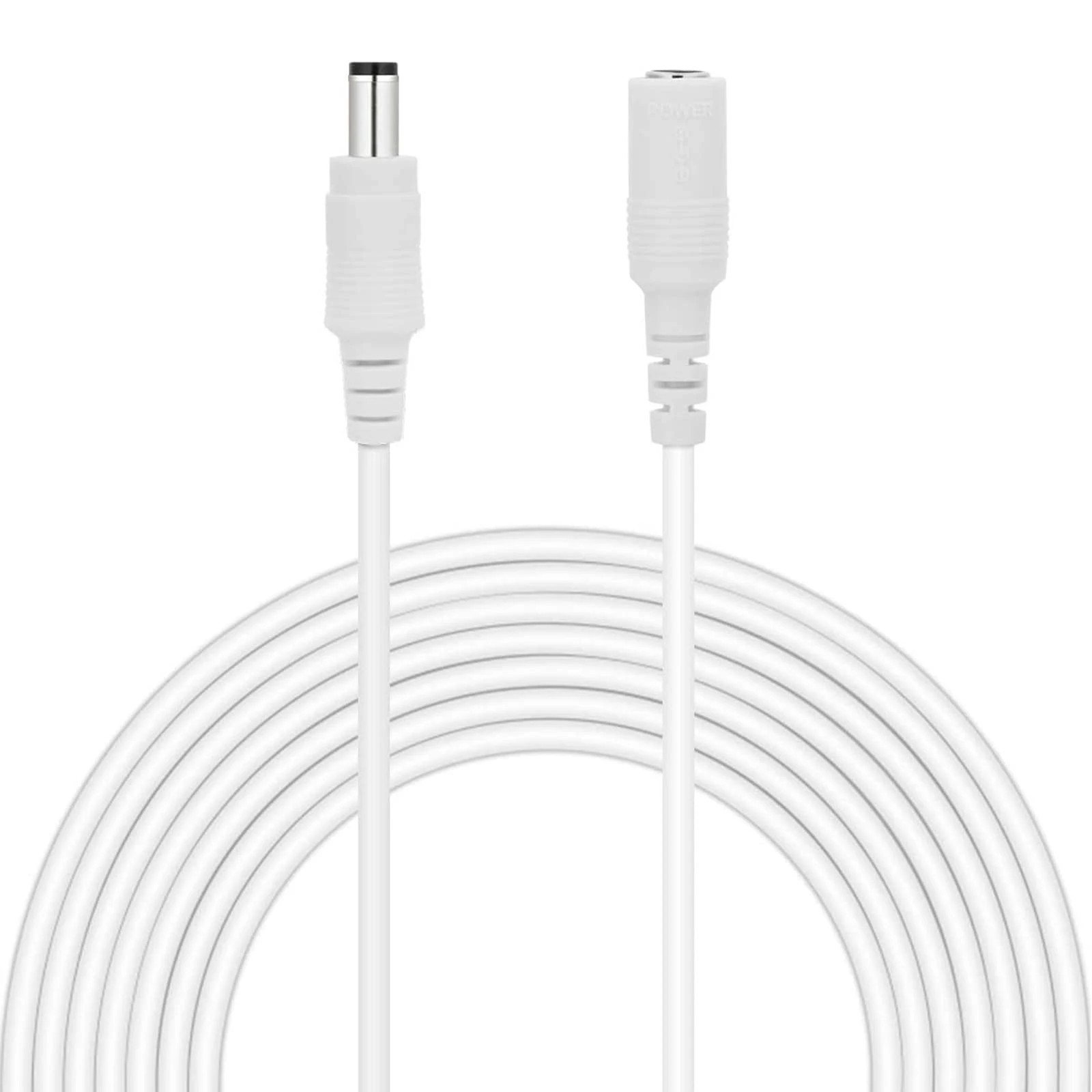 Auroh CCTV 2.1 x 5.5mm DC 12V Power Extension Cable Black 3M/5M/10M Male to Female, Power Supply Adapter Extender Cord for CCTV Security Cameras, DVRs, LED Strips, Routers. (1 Mtr White)