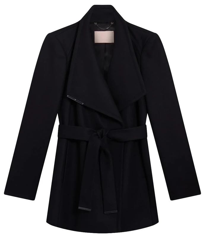 Ted Baker Women's Short Belted Wool Wrap Coat, Navy, M