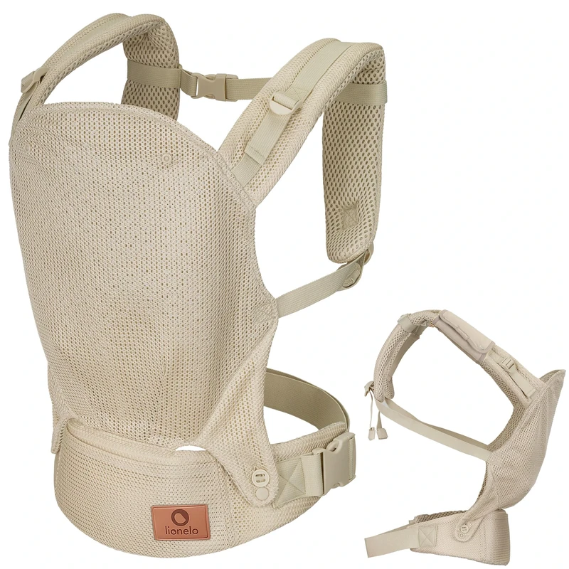 Lionelo Margareet Air Ergonomic Baby Carrier for Babies from 4 Months to 20 kg, 3 Carrying Positions, Breathable Material, Removable Hood, Double Safety