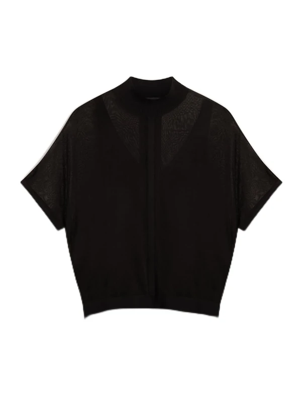 Ted Baker Women's Knitted Top with Sheer Detailing Sweater, Black, S