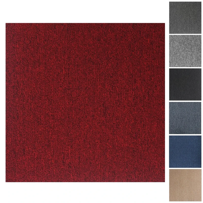 GadgetHaven Red Carpet Tiles 20pcs 50x50 - Non Slip, Sound Absorbing