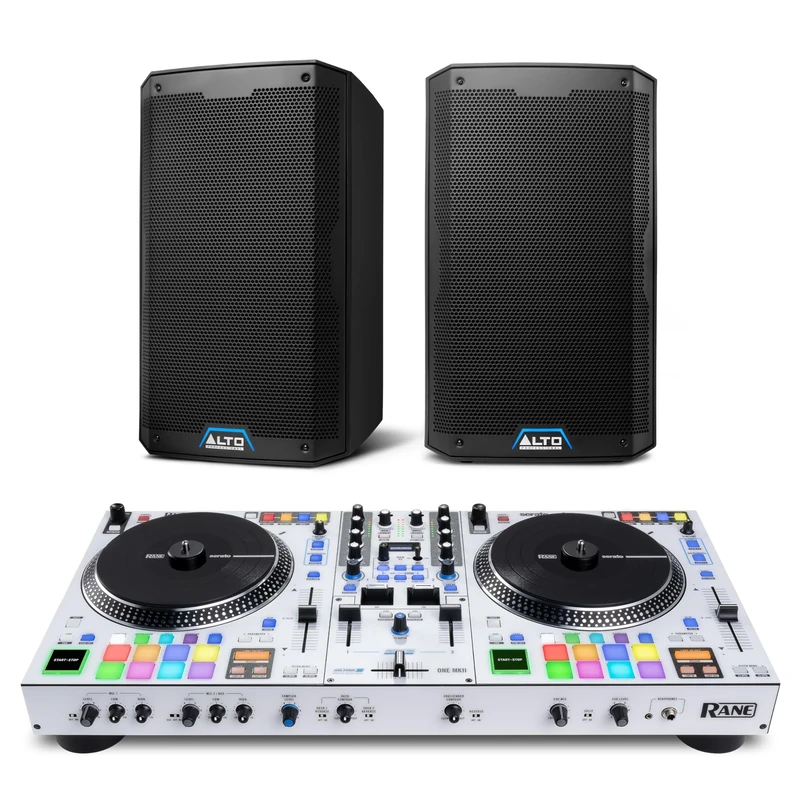 Rane ONE MKII DJ Controller and ALTO TS410 Powered PA Speakers Pair for Live Music, DJ sets, Events, Music production