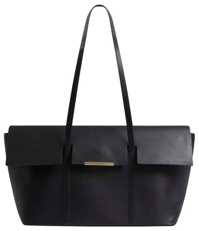 Ted Baker London Bar Detail Leather Elongated Shoulder Ba, NAVY, One Size