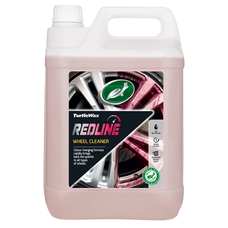 Turtle Wax Redline Wheel Cleaner, Colour Changing, Acid-Free Formula, 5l, Pack of 1, Heavy Duty, Wheel, Tyre and Break Cleaner, Removes Dirt, Iron and Break Dust, Suitable for All Wheels