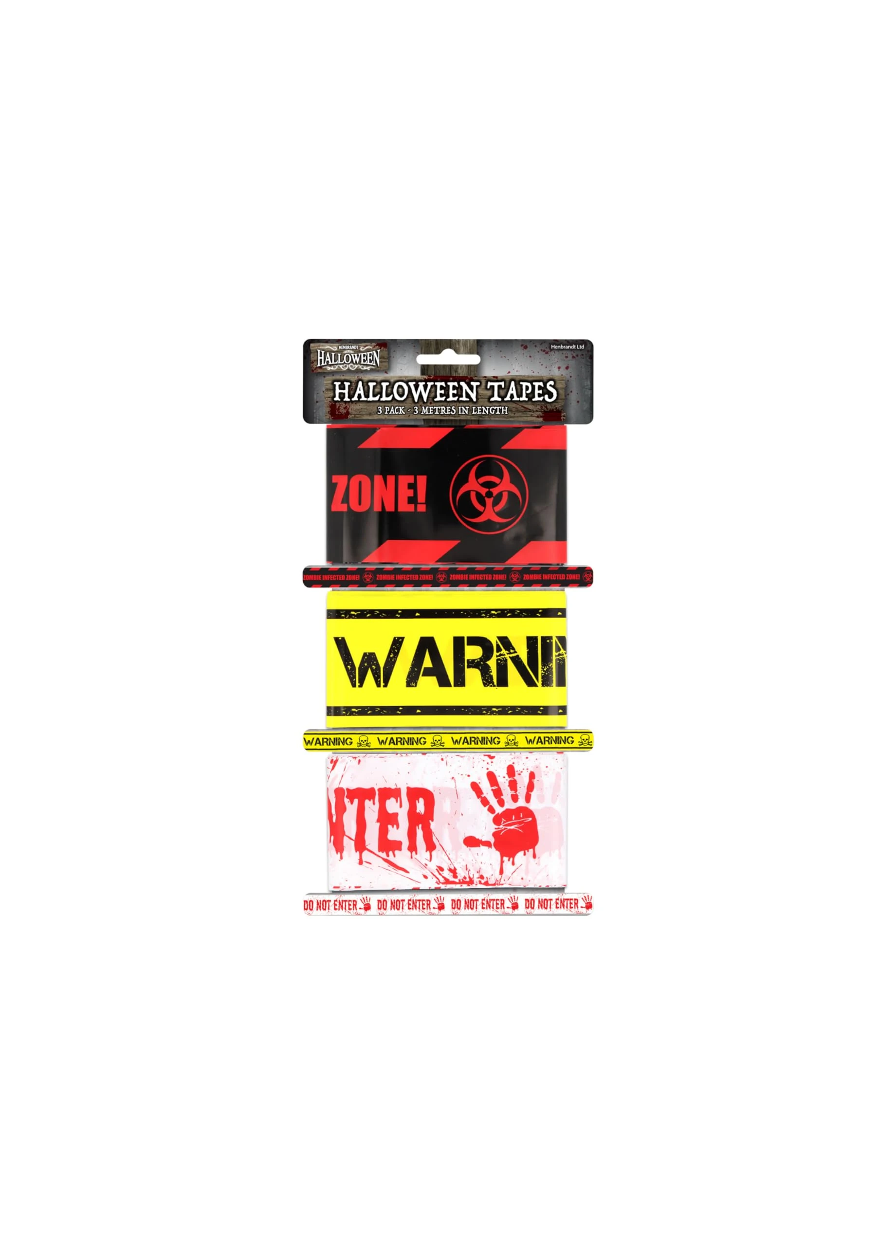 HENBRANDT Halloween Warning Tape Set - Zombie Infected Zone Decorations, Horror Party Props, Spooky Event Barriers, Realistic Crime Scene Effects (3m Length)