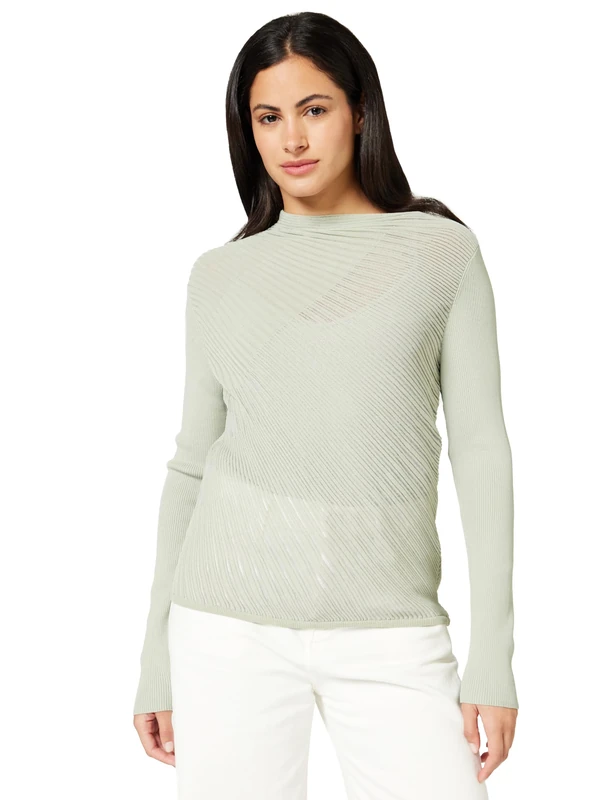 Ted Baker Women's Long Sleeve Sheer Detail Knit Top Lt-Grey