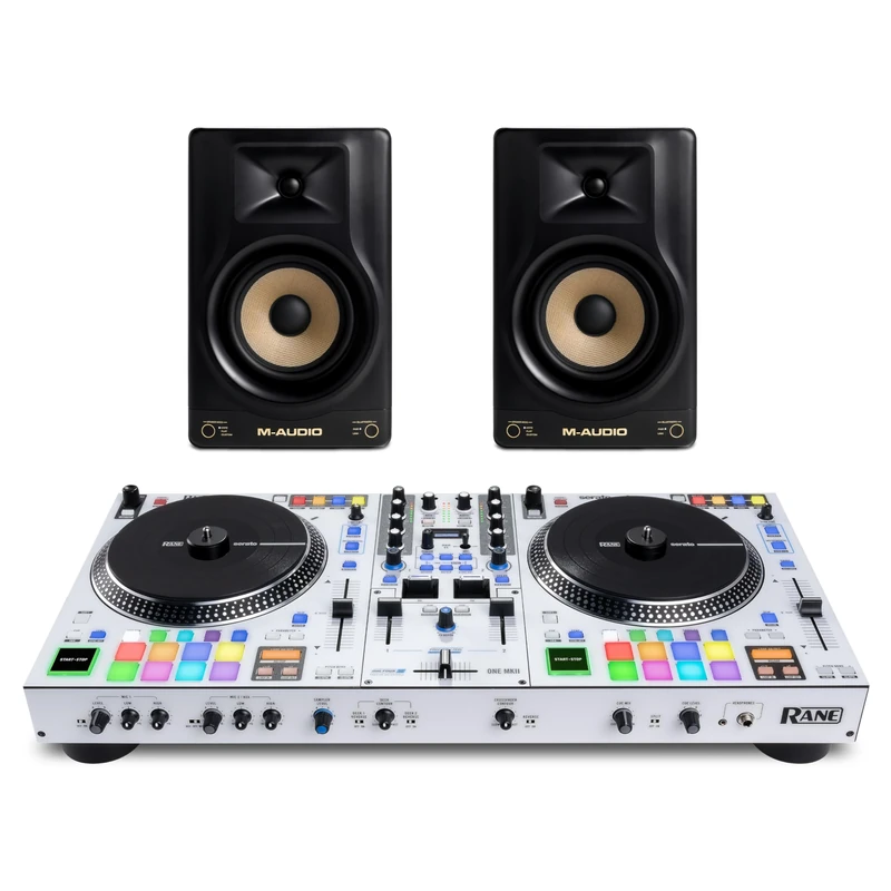 Rane ONE MKII DJ Controller and M-AUDIO Forty Sixty Pair Studio Monitors for Studio Recording, Music Production, Podcasting, Streaming