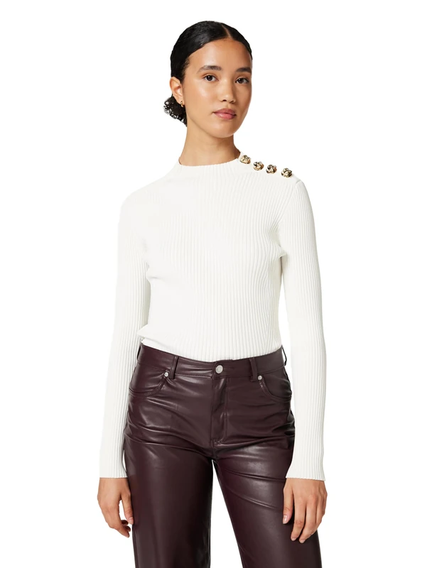 Ted Baker Women's Rose Button Detail Long Sleeve Knitted Top