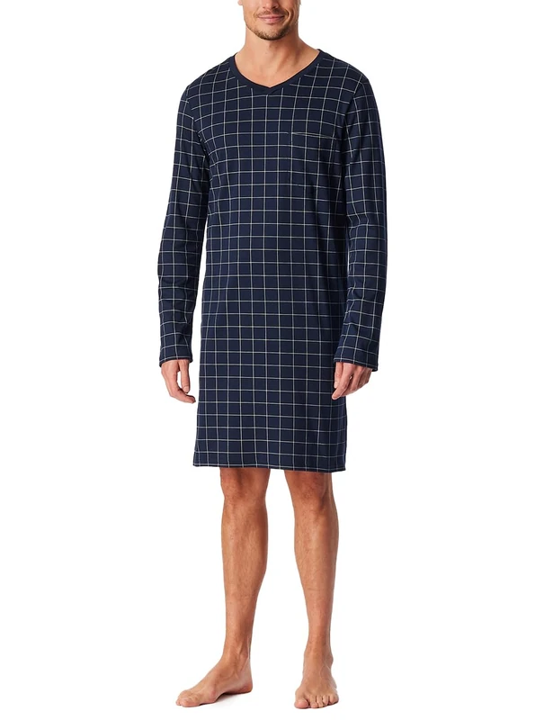 Schiesser Men's Fine Interlock Night Shirt, Midnight Blue_183177, 50 - Image 1