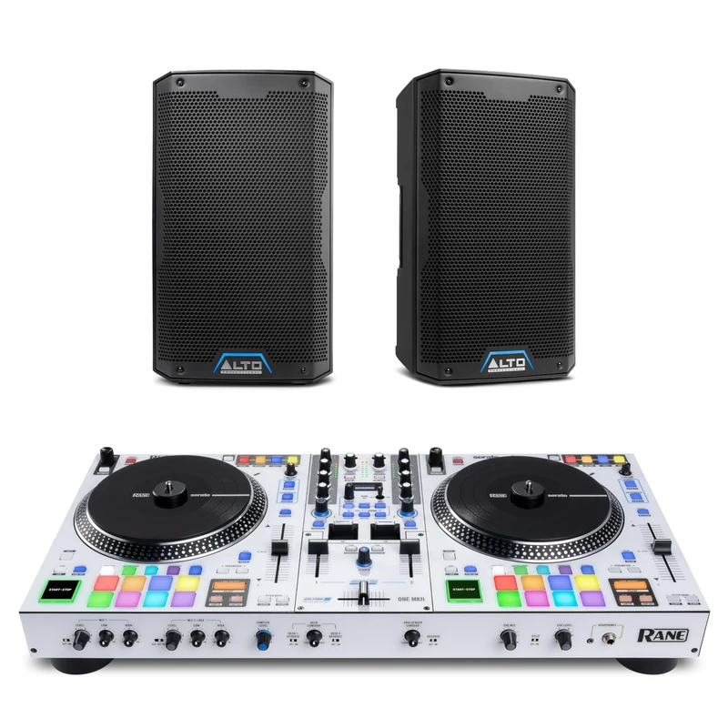 Rane ONE MKII DJ Controller and ALTO TS408 Powered PA Speakers Pair for Live Music, DJ sets, Events, Music production