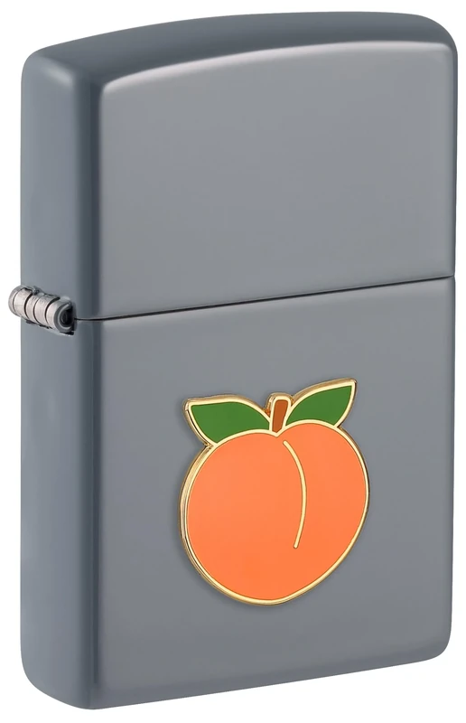 Zippo Windproof Lighter - Foodie Peach, Flat Grey, Emblem - Refillable - Reusable - Windproof Design - Gift Box - Made in USA