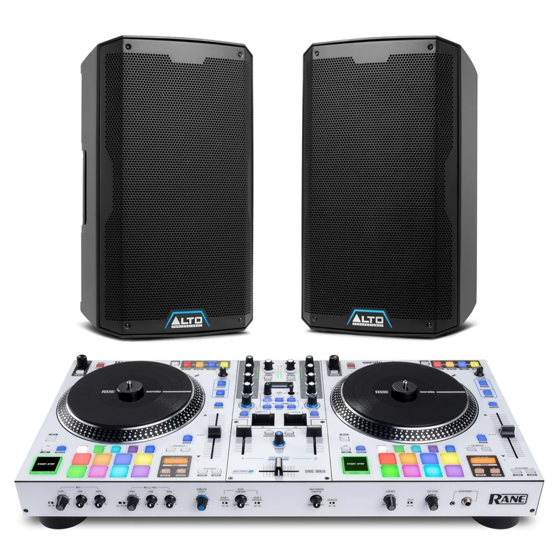 Rane ONE MKII DJ Controller and ALTO TS412 Powered PA Speakers Pair for Live Music, DJ sets, Events, Music production