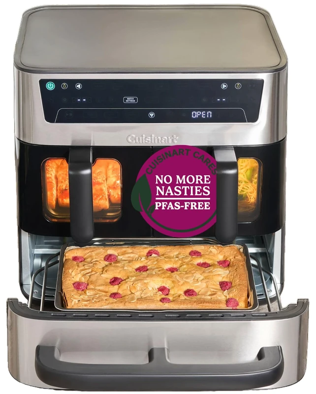 Cuisinart Tri Zone 13.6L Air Fryer & Oven Stainless Steel | PFAS-Free | XXXL capacity | 3 Independent Cooking Zones | Dual 4.3L Air Frying Baskets + 5L Oven Drawer | 9-in-1 Cooking Functions