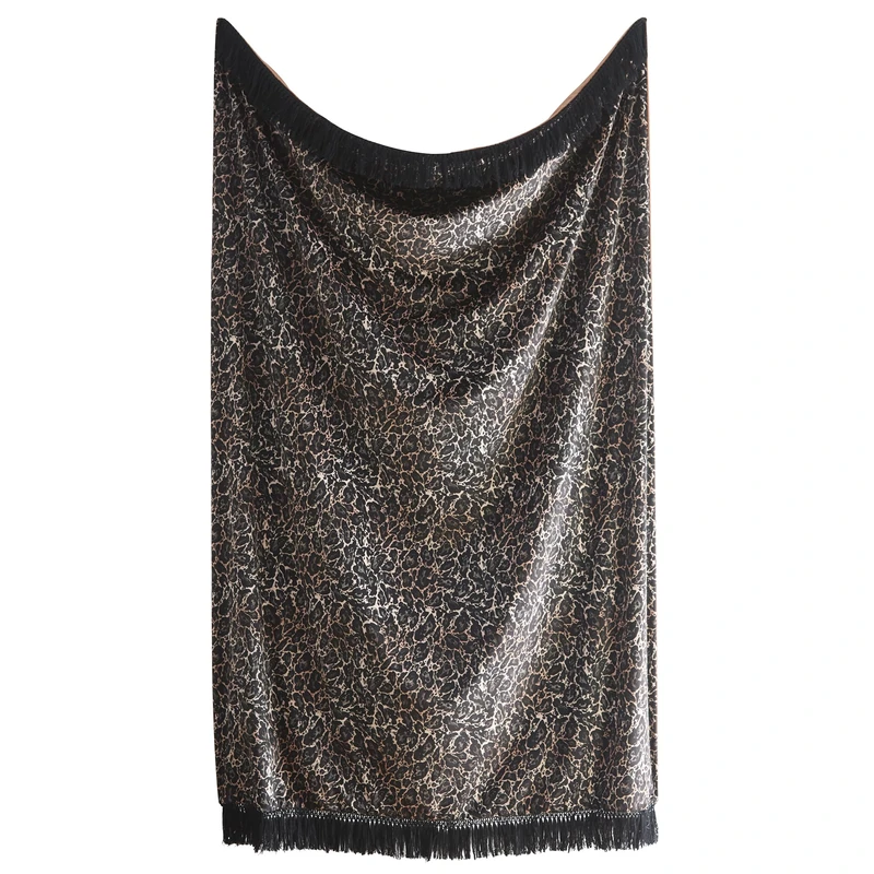 Laurence Llewelyn-Bowen, 100% Recycled Polyester, Velvet Throw, Gold, 130 x 180cm, Fringed Edge, Adult, Leopard Print, Animal Theme - Image 1