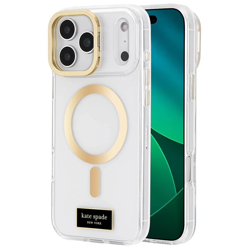 Kate Spade New York iPhone 17 Pro Max Case with Camera Stand - Compatible with MagSafe - Designer Phone Case - Icon Clear