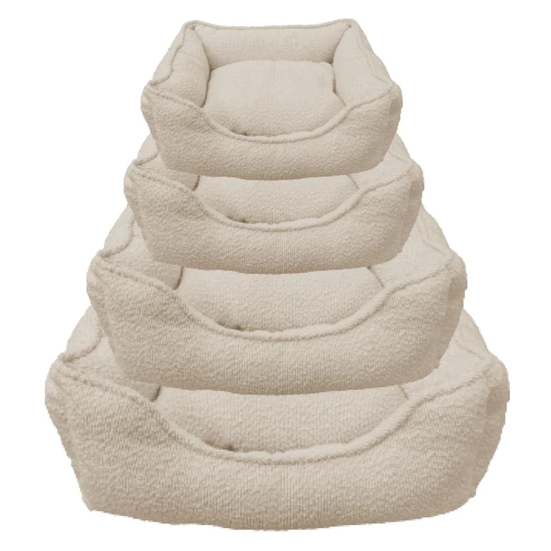 Dream Paws X-Large Bolster Calming Dog Bed, Large/XL Breeds, Almond White Anxiety Reducing, Fluffy, Fleece Rectangle XL Dog Sofa,Cosy Plush Pet Bed, L90xW70xH26cm