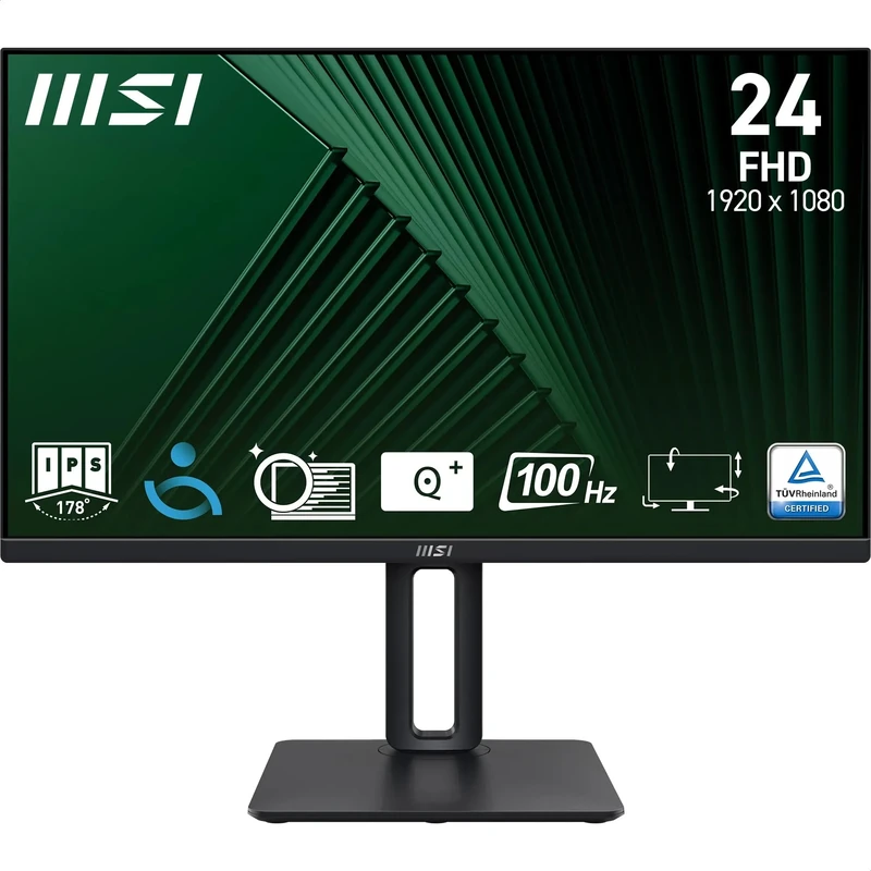 MSI PRO MP245PG 23.8 Inch Full HD Office Monitor - 1920 x 1080 IPS Panel, 100 Hz, Eye-Friendly Screen, VESA Mountable, Display Kit Support, 4-Way Adjustable - HDMI 1.4, DisplayPort 1.2, D-Sub