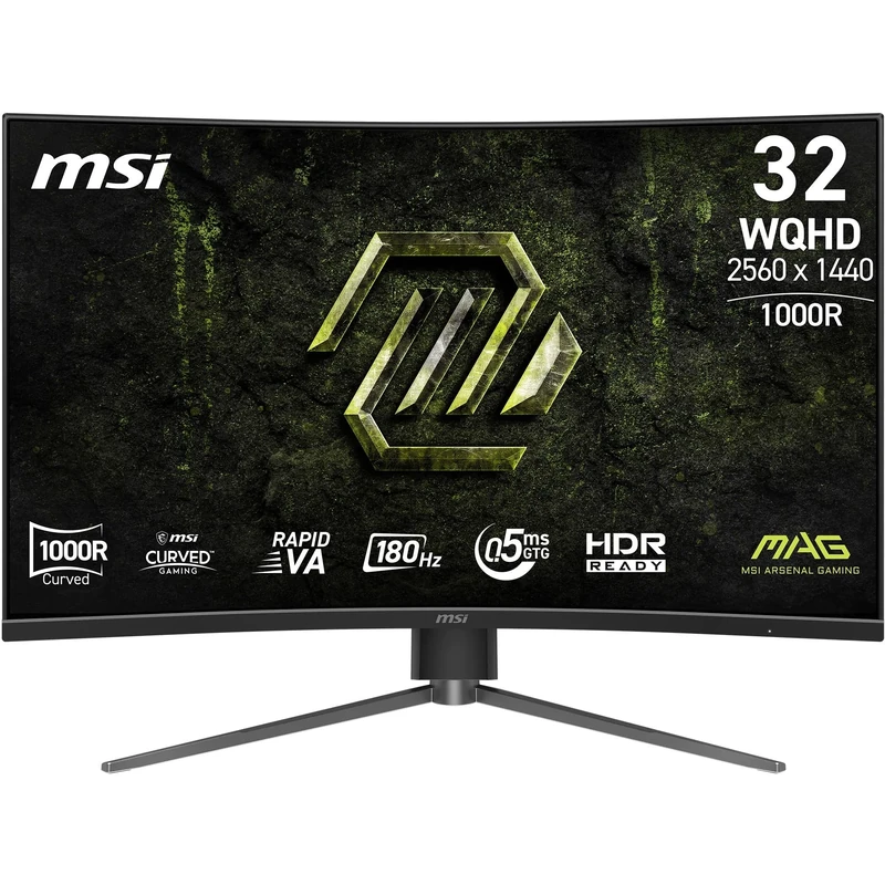 MSI MAG 325CQPF E18 32-Inch WQHD 1000R Gaming Monitor, 2560x1440 Rapid VA, 180Hz, 0.5ms, HDR ready, Eye care, AI vision, HDMI 2.0b, DP 1.4a, Frame-less, Tilt/Height Adjustable, Vesa Mount, Black