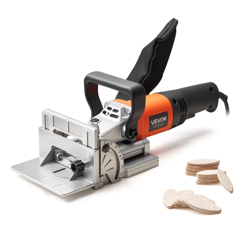 VEVOR 5.9A 11600RPM Motor Wood Biscuit Assembler 6 Depth Settings 45 Degree Notch Carbide Tipped Blade Dust Bag Woodworking DIY