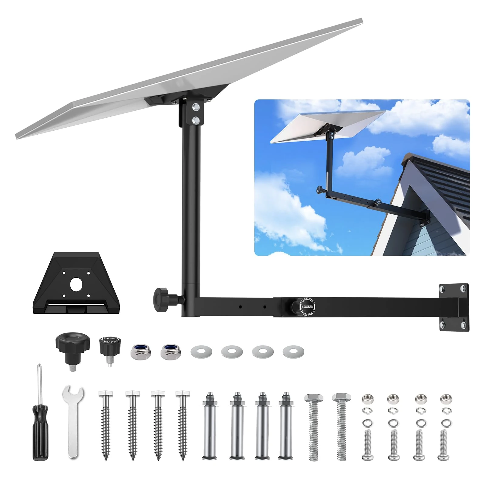 IMAYCC Starlink Gen 3 Mount Long with Retractable Design, 360° Adjustable Starlink Wall Mount, Vertical Angle Starlink Gen 3 Pipe Adapter, Mounting Kit for Starlink Gen 3 Internet Kit Satellite