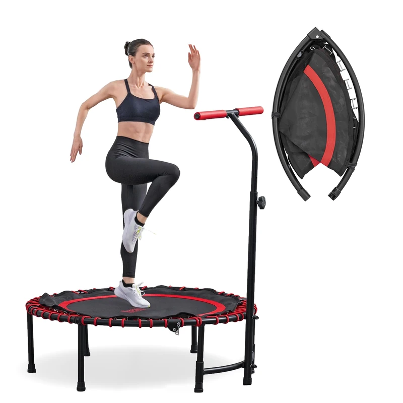 Bestway AeroBounce Adult Exercise and Rebounder Trampoline, Foldable Mini Trampoline with Adjustable Foam Handlebar - Image 1