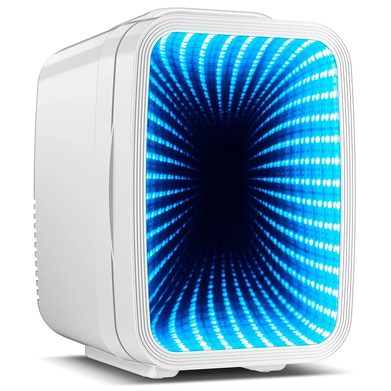 BEICHEN Mini Fridge for 4 L / 6 Cans, Quiet Small Fridge With 7 Light Modes, AC + DC Power Cooler & Warmer Portable Gaming Mini Fridge for Bedroom, Car, Travel, Skincare, Drinks, Fruit, Food (White)