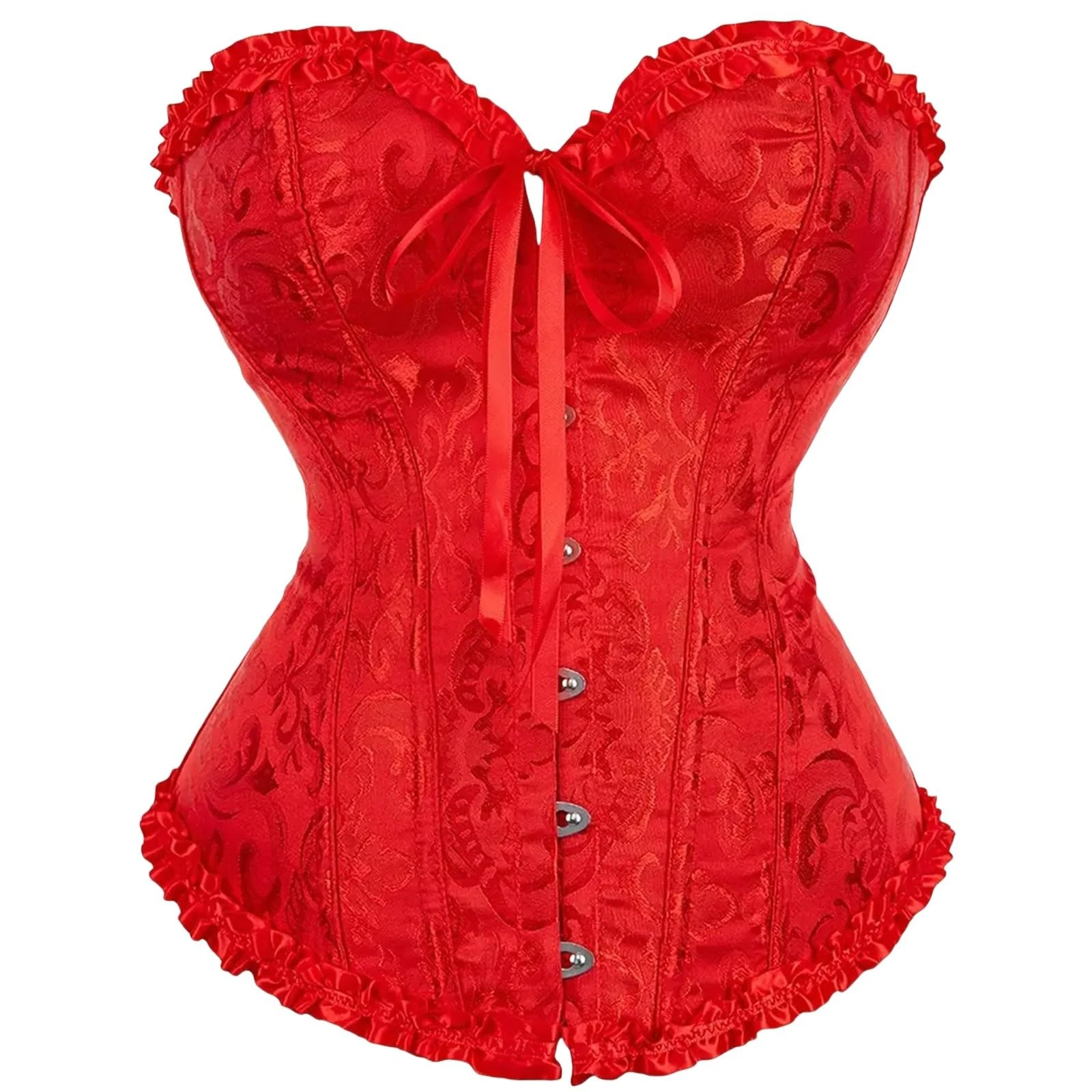 Yinguo red Corset Ladie's Lace Up Boned Overbust Corset Top for Women Halloween, Christmas, Pirate Party, Wedding, Cosplay Gothic Costumes Plus Size Bustier Lingerie Bodyshaper red XL