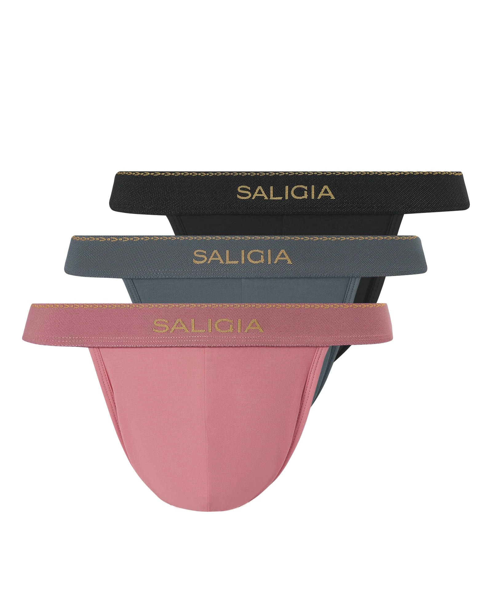 SALIGIA Men’s Bikini Briefs Underwear Sexy, Tag-Free &120s Ultra-Fine Satin Modal High-Cut Brief with No-Fly Pouch 3-Pack