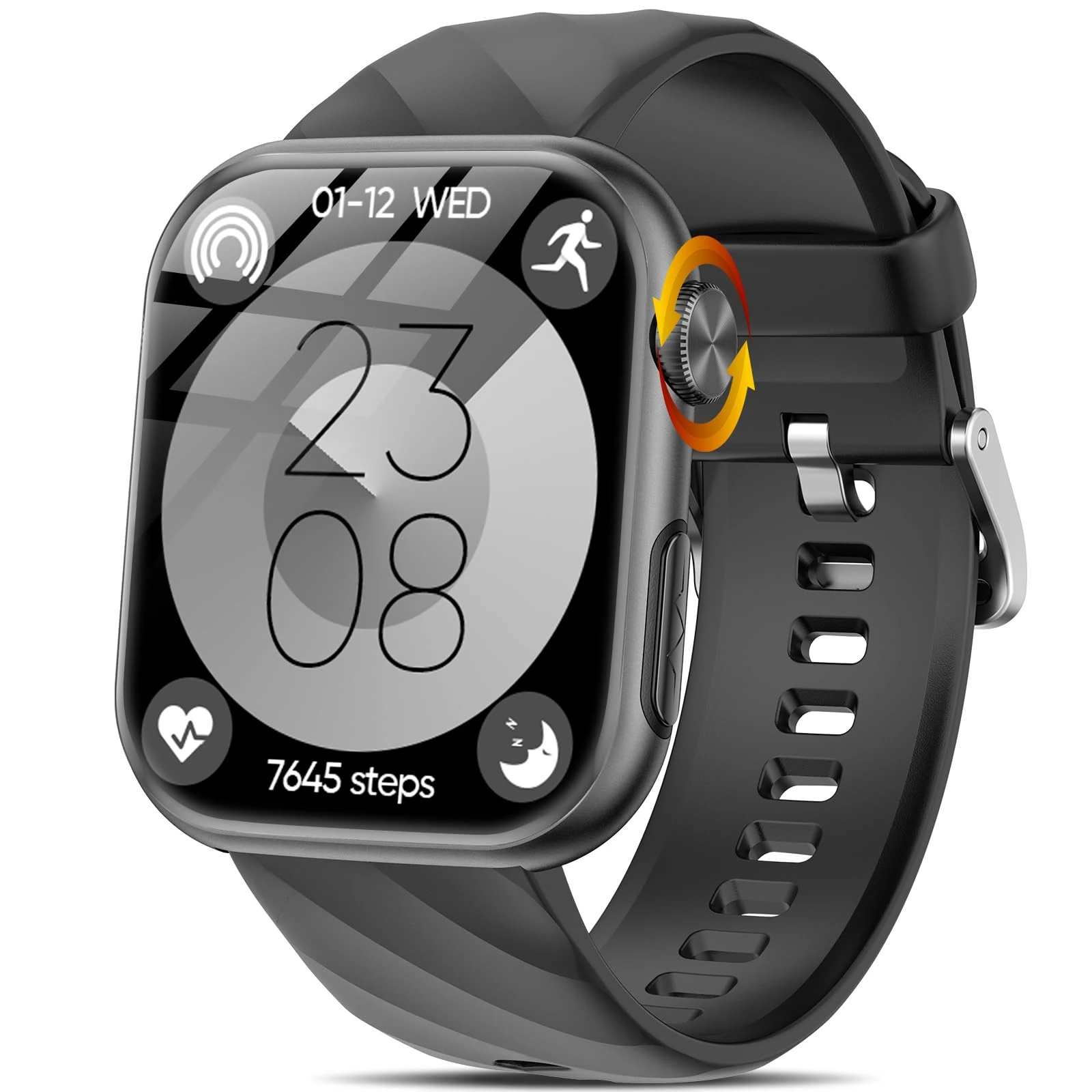 Marsyu 2025 Smartwatch ECG+HRV/Uric Acid/BMI/Bluetooth Calls,1.97" AMOLED Screen Smart Watches with Blood Pressure/SpO2/Heart Rate/Sleep Monitor/Messages Reminder Sport Fitness (glossy black)