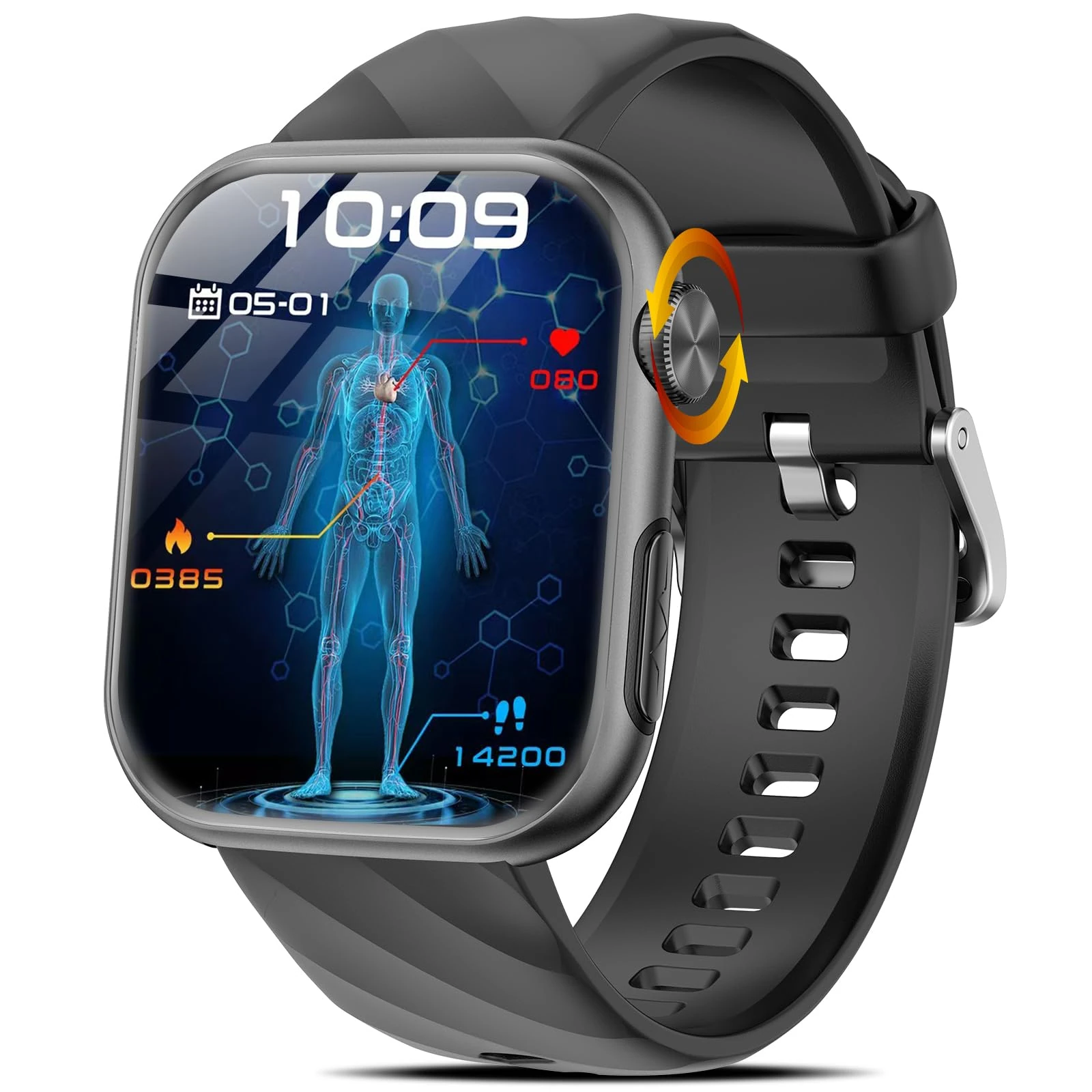 Marsyu 2025 Smartwatch ECG+HRV/Uric Acid/BMI/Bluetooth Calls,1.97" AMOLED Screen Smart Watches with Blood Pressure/SpO2/Heart Rate/Sleep Monitor/Messages Reminder Sport Fitness for Andrio iOS