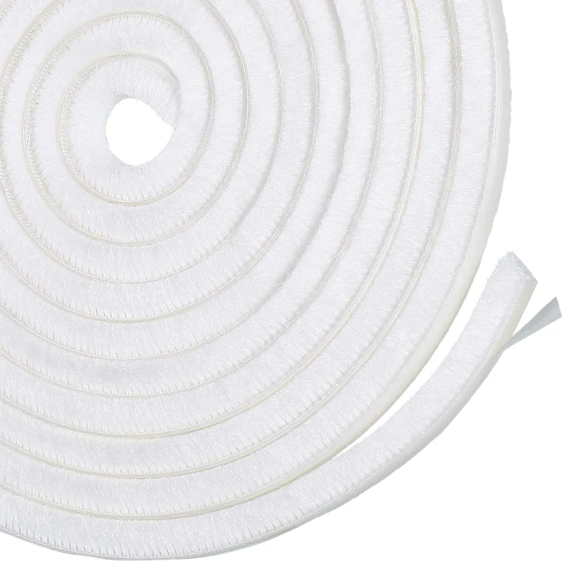 Draft Excluder for Doors, Draught Excluder for Windows, 9 mm(W) x 9mm(T) x 5 Meters(L) Self-Adhesive Brush Seal Strip Air Stopper for Door, Window, White