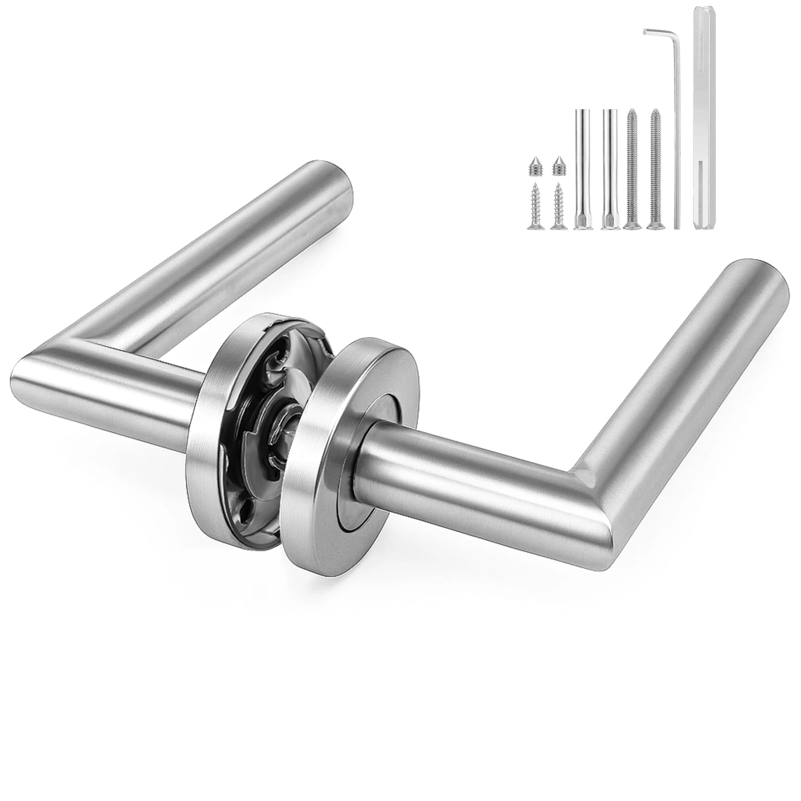 HuaJiao 1 Pair Door Handle, Interior Door Handles Straight Lever Latch Door Handle for Bedroom Bathroom Kitchen