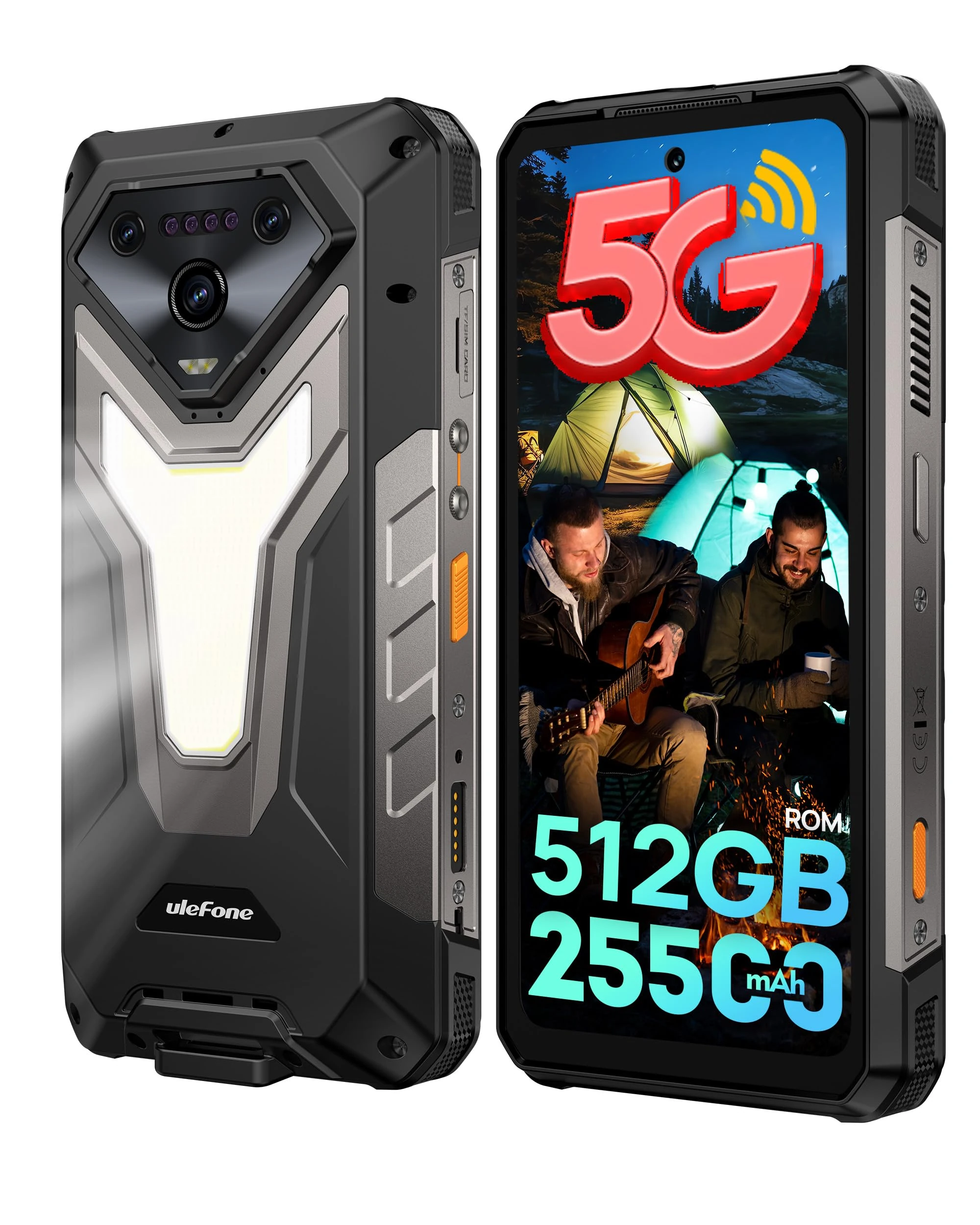 Ulefone Armor 34 5G Rugged Smartphone, 512GB ROM 2TB Expand, 25500mAh 66W, Android 15, 6.95" 120Hz, 64MP Night Vision, MTK Dimensity 7300 Outdoor Waterproof IP68 Mobile Phones Unlocked, Dual SIM NFC