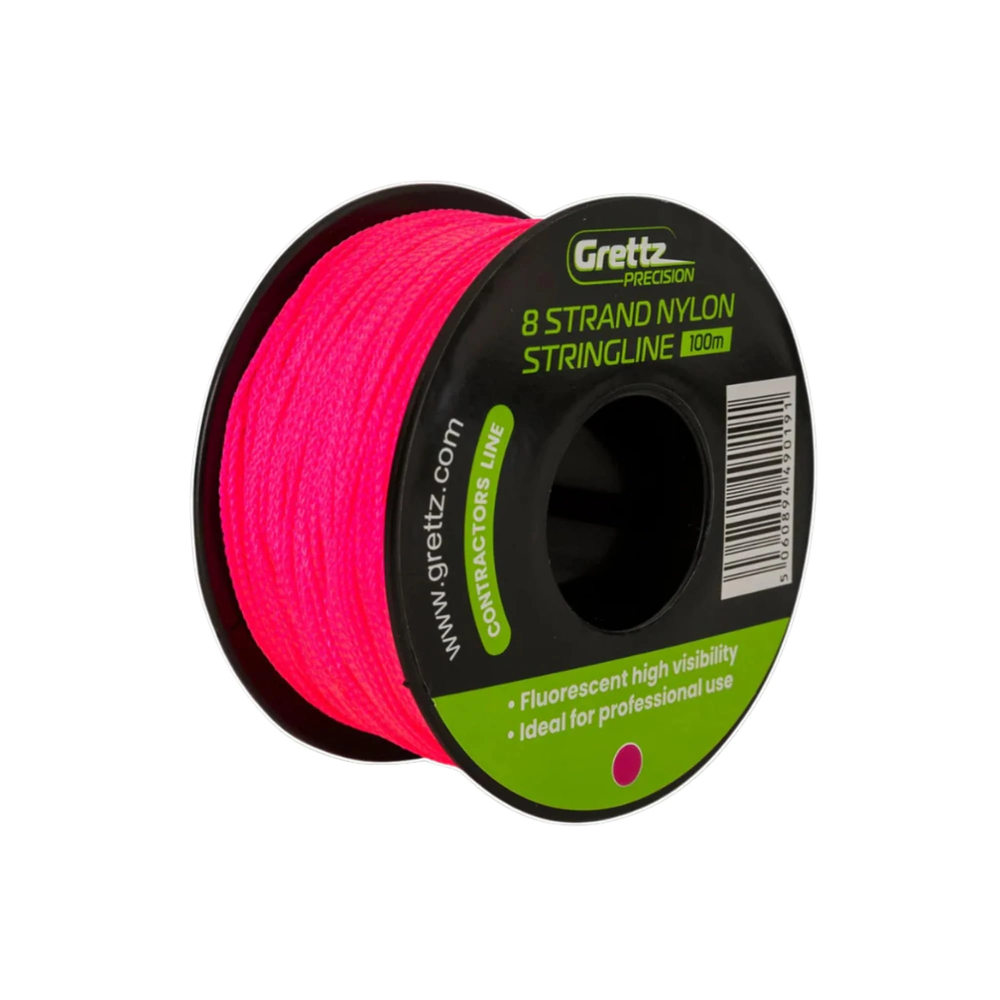 Grettz 100 m Heavy-Duty 8-Braid Nylon Stringline – High-Visibility Pink Bricklaying & Landscaping Line for Masonry, Construction & DIY Projects