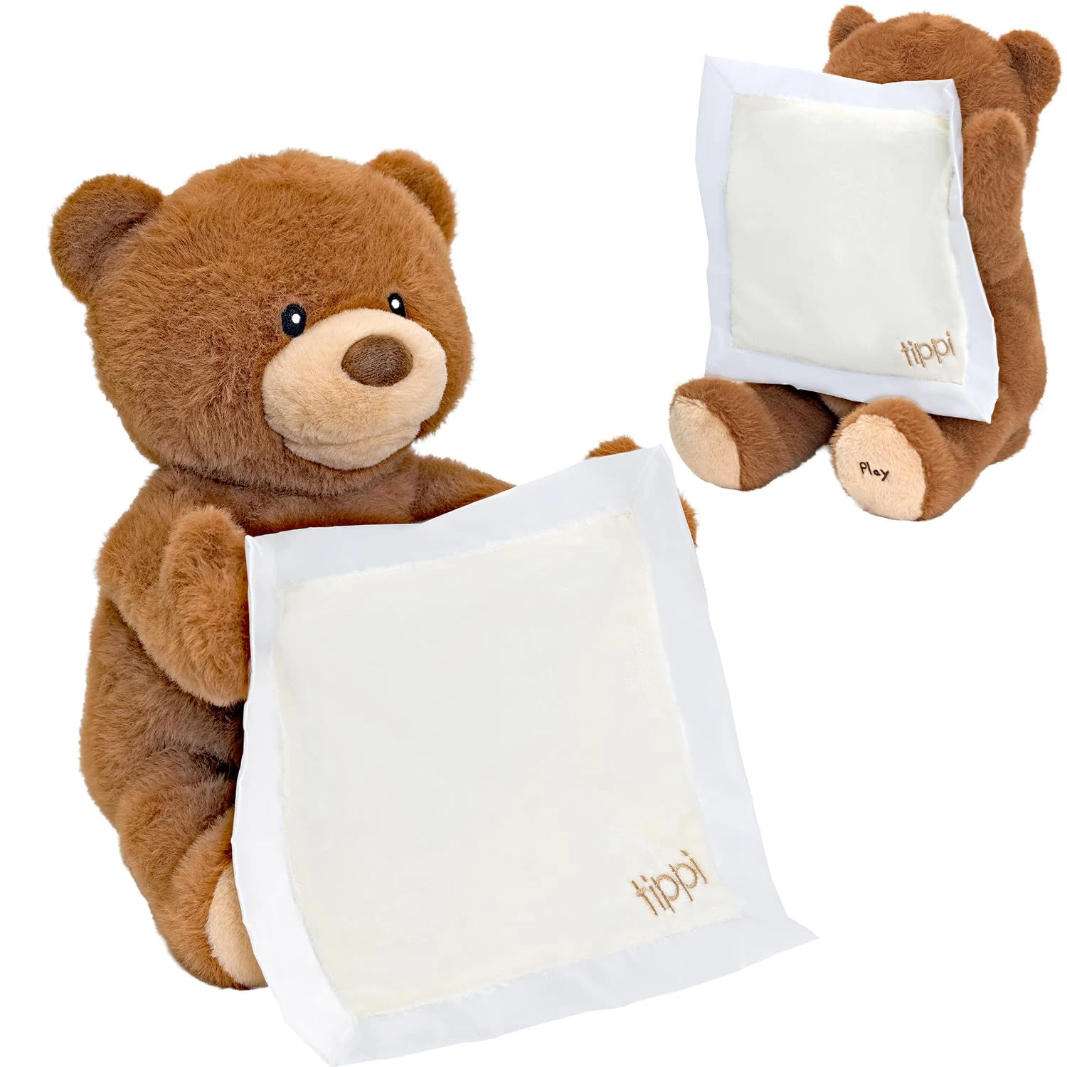 Tippi Peek a Boo Teddy Bear Toy - Interactive Talking Teddy With Comforter - For Newborn Baby Boys or Girls - Soft Toy Peekaboo Bear For Babies 0-12 Months +