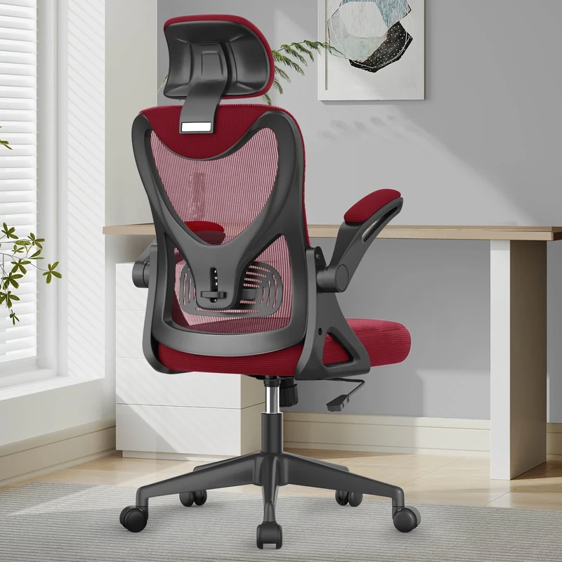 Office Chair - Ergonomic Desk Chair with Lumbar Support Headrest Adjustable, Padded Flip-up Armrests Comfy Seat Cushion High Back Executive Manager Chair For Home Office