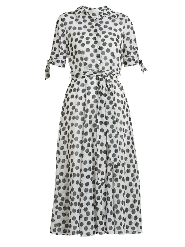 Gina Bacconi Women's Shirt Dress Cocktail, Cream/Green, S