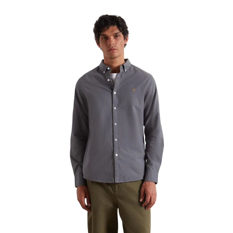 Farah Mens Brewer Bd Longsleeve, Grey Shade, XXL EU