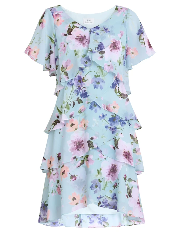Gina Bacconi Floral Tier Dress, Multi, 10