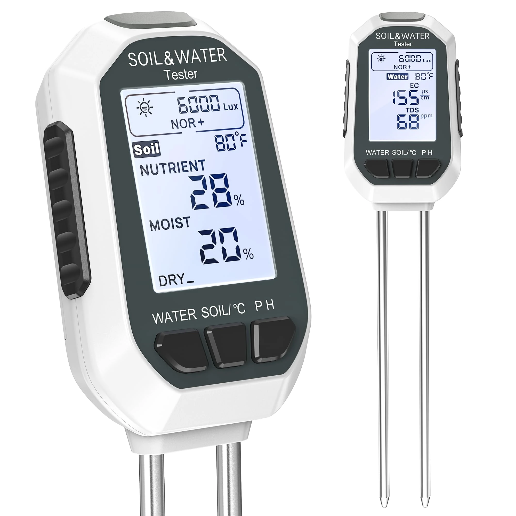 YAMRON Soil Moisture Meter, 7-in-1 Digital Plant Water&Soil with EC/TDS/Fertility/PH/TEMP/MOIS/Sunlight Intensity Backlight LCD Display Soil Test Meter for Gardening, Farming and Outdoor Plants