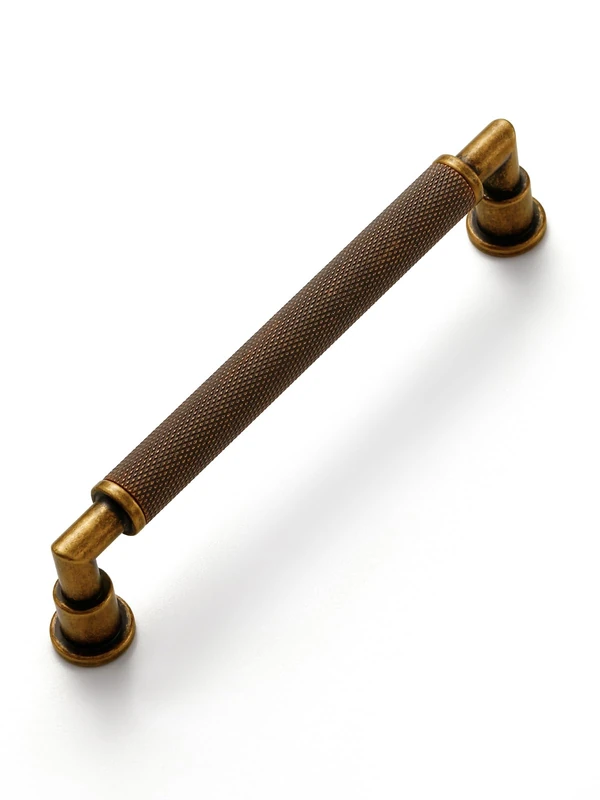JIASENBAO 10 Pack Antique Brass Cabinet Pulls 5" Hole Center Knurled Vintage Drawer Pulls Bathroom Dresser Handles Hardware Bar Zinc Alloy